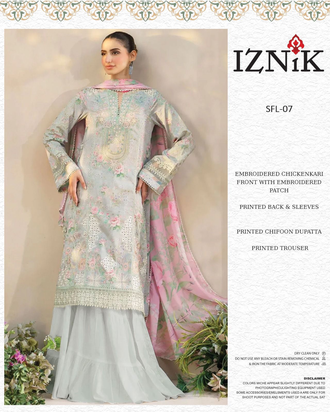 Lawn & Chiffon duppatta 3pcs summer collection | IZM