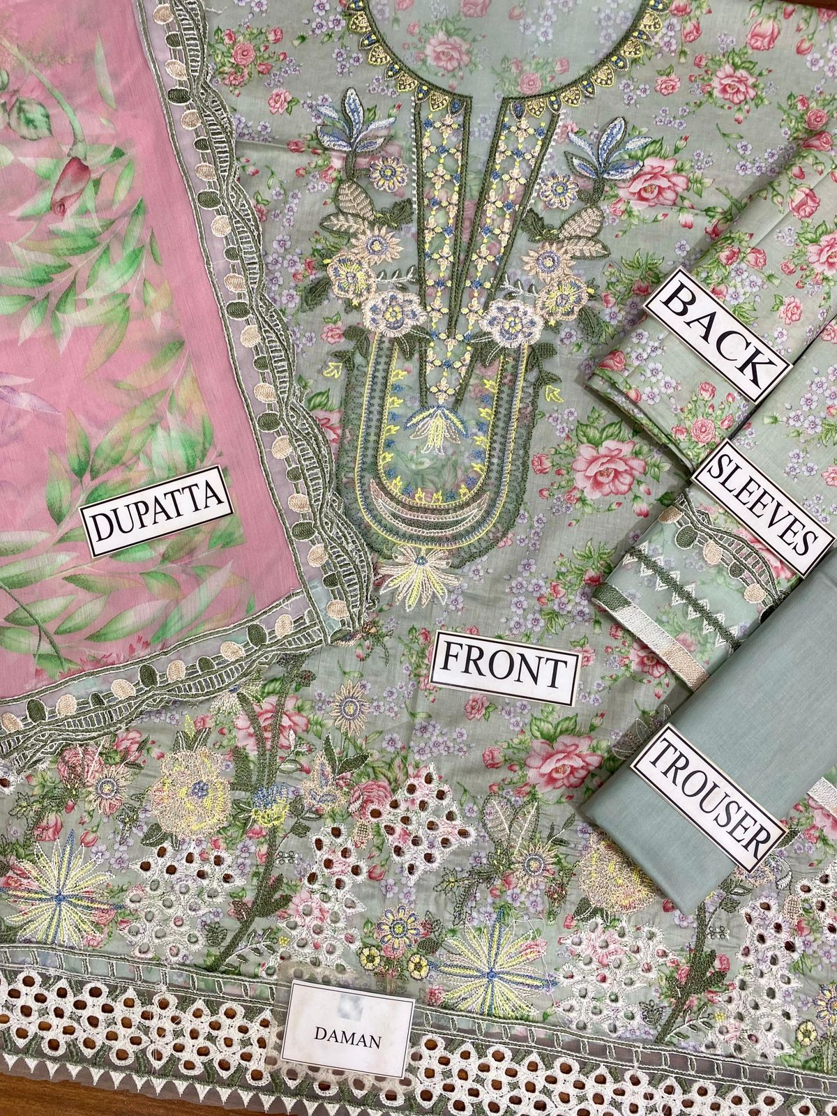 Lawn & Chiffon duppatta 3pcs summer collection | IZM